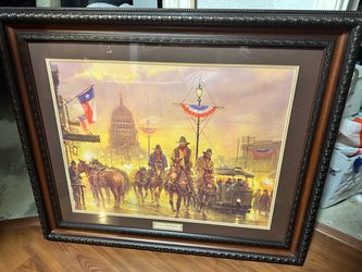 G. Harvey Texas Independence Framed Lithograph Art Print Large 30”x36”