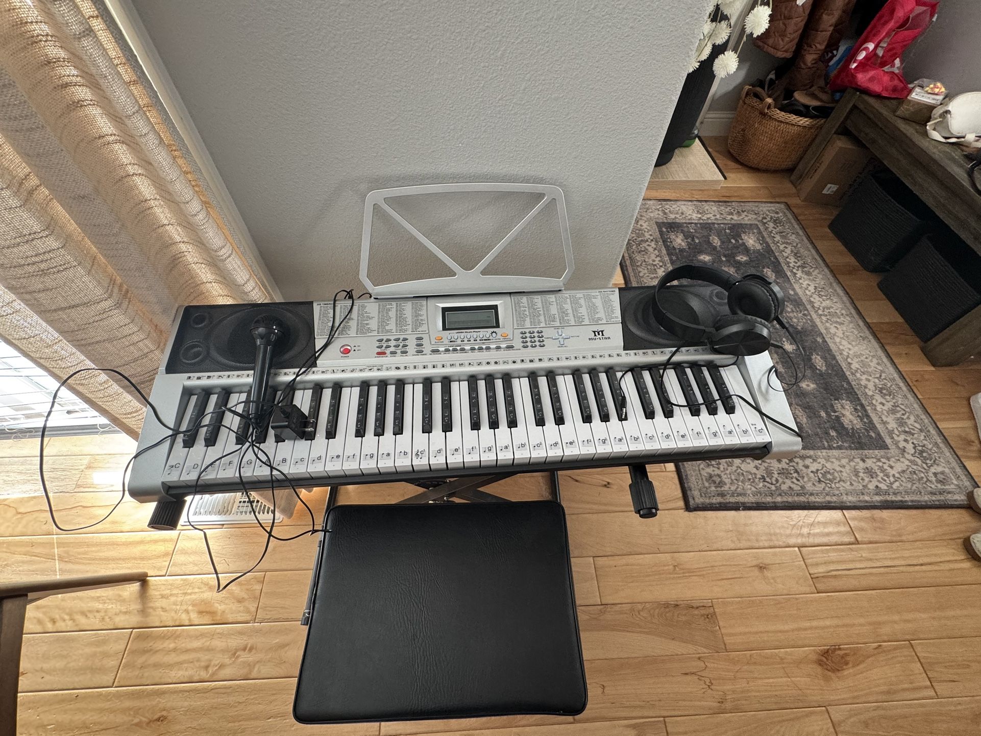 Upright Keyboard Piano With Bench