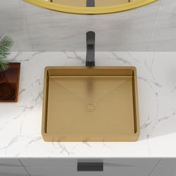 NEW Gold 19''*15''*4'' 15'' Stainless Steel Rectangular Bathroom 