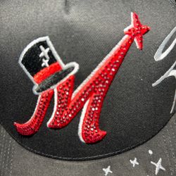 Black Baseball Cap with Rhinestone M Patch