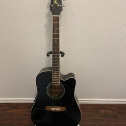 Jasmine by Takamine ES-31C Acoustic Electric Guitar Black Cutaway Vintage With Stand