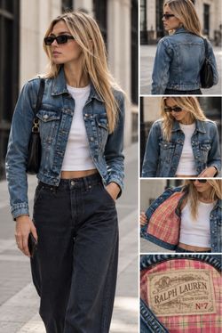 Ralph Lauren Fine Denim Goods No 67 Plaid Lined Jean Jacket XXS