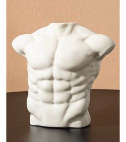 Minimalist Male Torso Sculpture Bud Vase for Aesthetic Nordic Modern Home Decor.（Cream）