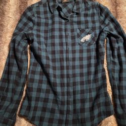 NFL Juniors Collection Eagles Flannel Shirt Size 
