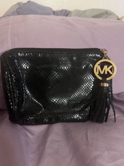 Michael Kors Black Snake Embossed Clutch