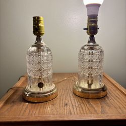 Pair of VINTAGE European - LEAD CRYSTAL Accent Lamps