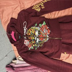 Burgundy Ed Hardy Tracksuit