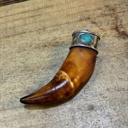 Sterling Silver And Turquoise Crocodile Tooth pendant 