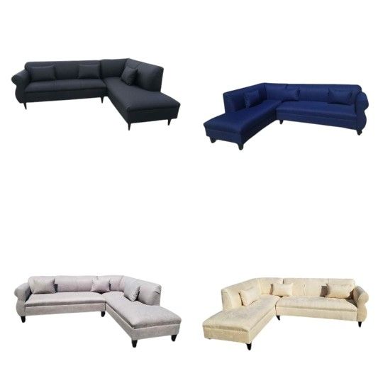 NEW 9x7ft Sectional CHAISE, 9x7ft Sectional CHAISE, White LEATHER, Orange LEATHER ,jaguar TEA BLUE,and Granite Color FABRICSofas.More Color Availabl