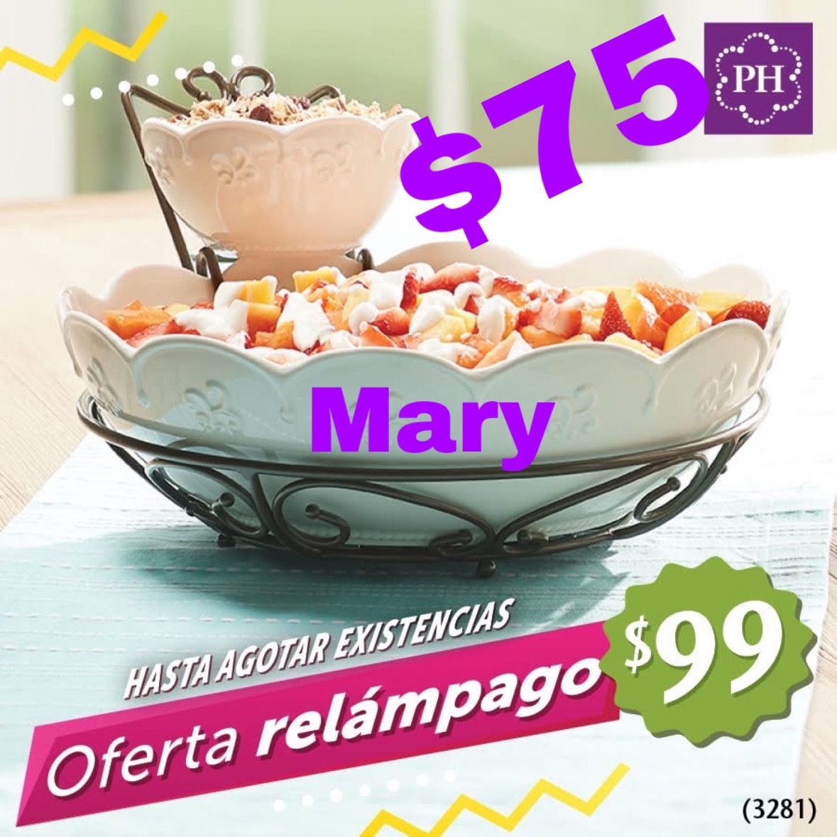 Juego De Tazones Marbella Y Portador Meridian Princess House