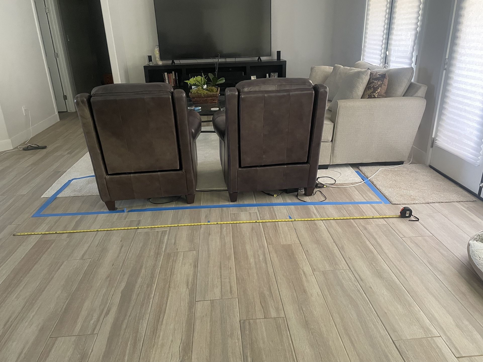 2 Leather Power Recliners 