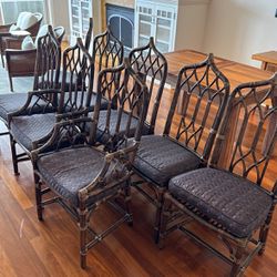 8 McGuire Dining Chairs Plus Cushions 