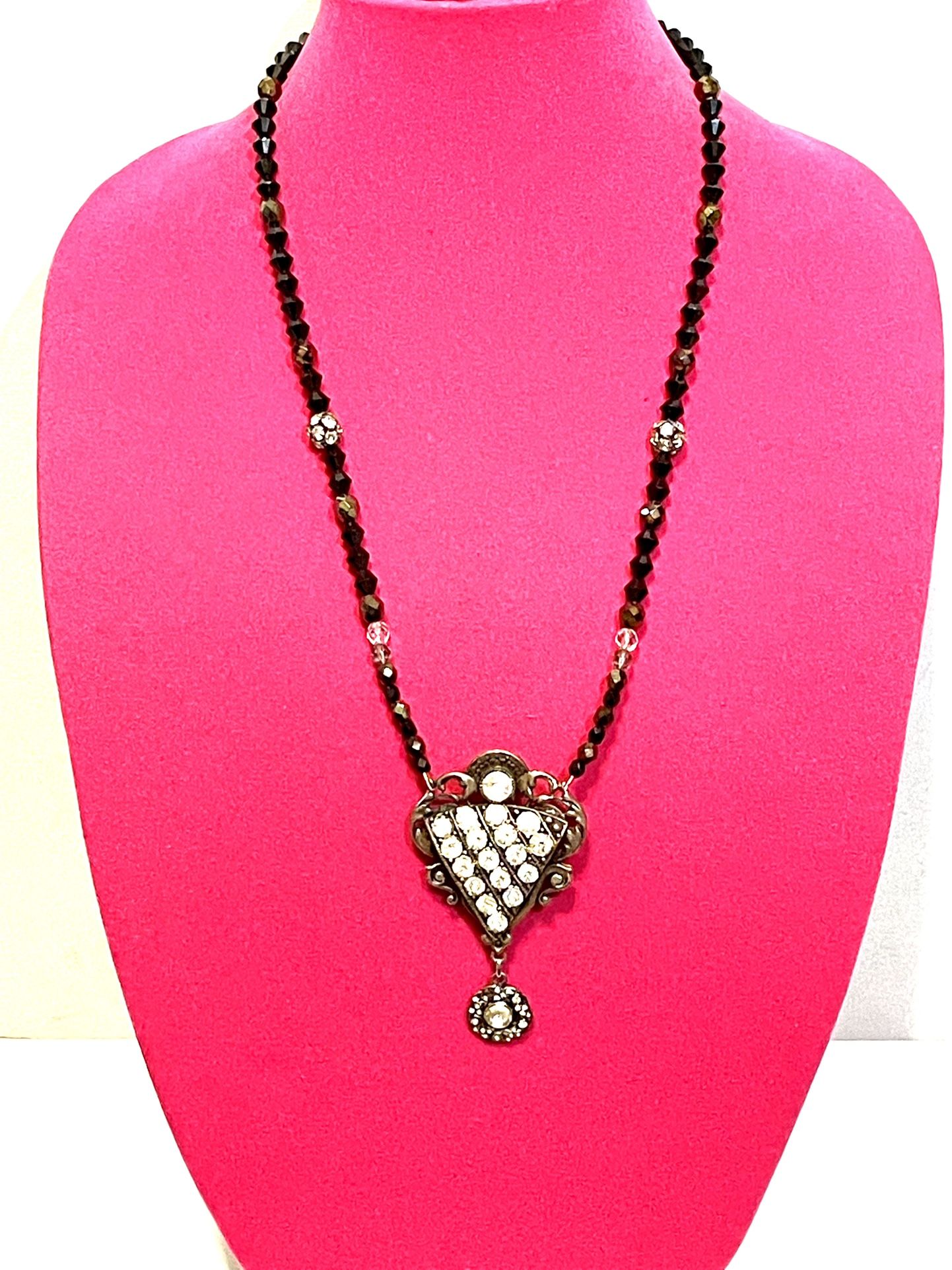 Vintage French Jet Crystal Necklace