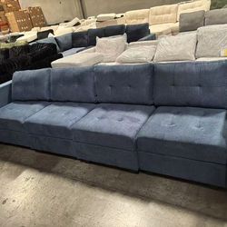 Comfy Blue Sectional Sofa w/Storage