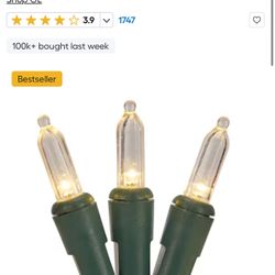 Christmas 100  LED warm White / Green Wire 