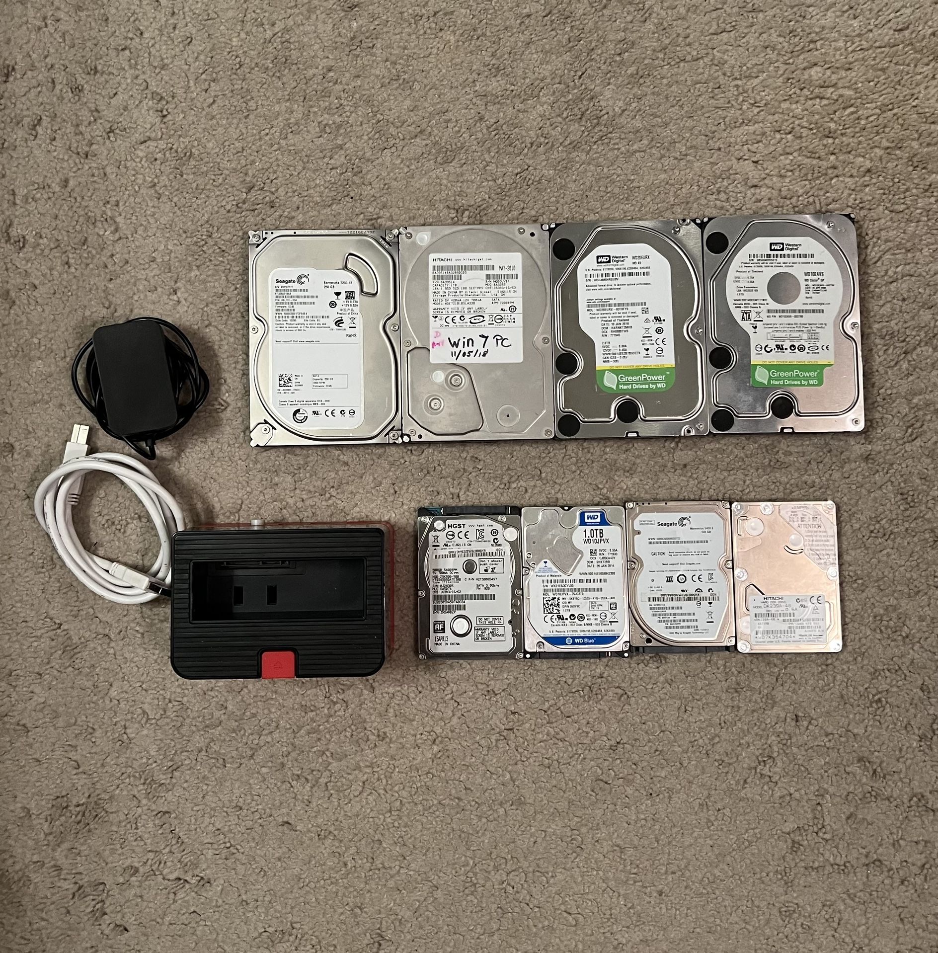 Hard Drive Lot! 8 Hard Drives + External Dock