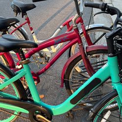 TRIO OF BIKES $50 EACH OR $120 For The 3 Bikes $60 ForGreen One Is 3 Speed Solid 26” Tires The Other Two Single Speed 26” Wheels Ready To Ride. Thanks