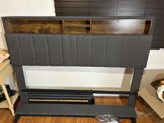 Queen Bed Frame with Headboard Storage