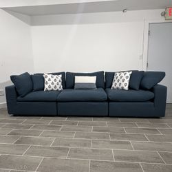 Modular Sofá Blue Linen Cloud Couch 3pcs FREE DELIVERY