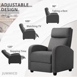 Recliner Chair Adjustable Home Theater Single Fabric Recliner Sofa Furniture with Thick Seat Cushion and Backrest Modern Living Room Recliners (Aurora