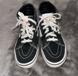 VANS Sk8-Hi Youth Sz 1.5 Sneakers Black/White, Lace-Up, High Top