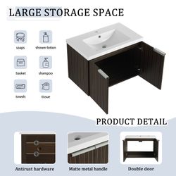30 Inch Bathroom Vanity With Resin Sink,Soft Close Doors,Float Mounting Design