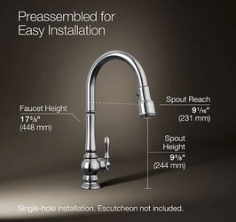 KOHLER Artifacts Single-Handle Pull-Down Kitchen Faucet- 99259-CP