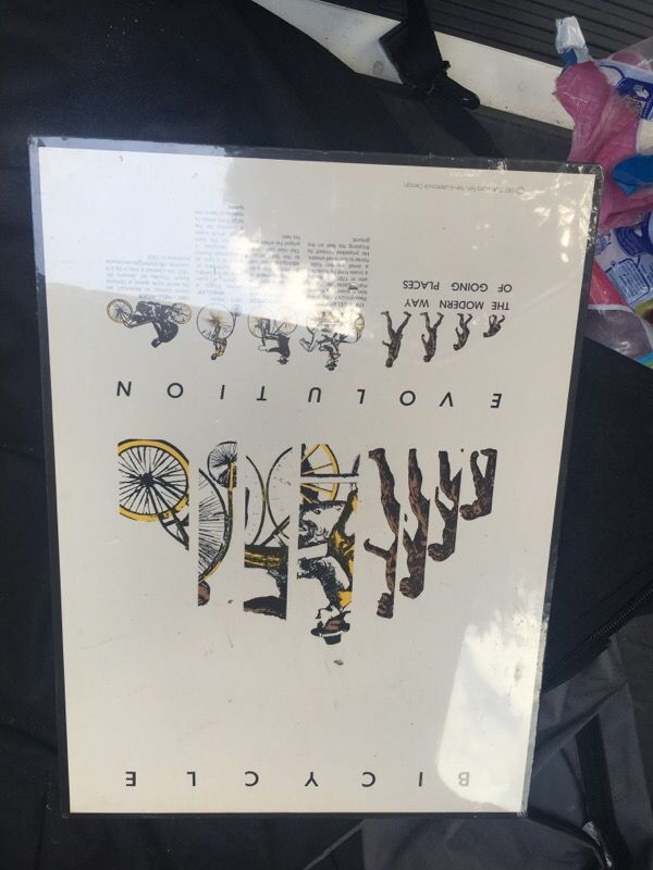 Bicycle evolution poster wall hanger still in shrink wrap