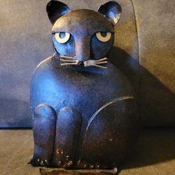 Metal Black Cat Candle Holder Decoration Spooky Halloween Decor