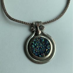 Rainbow In A silver Pendant , Choker 
