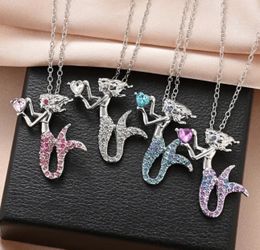 Mermaid Rhinestone Crystal Pendant Necklace (2pcs)