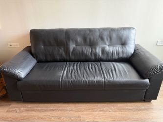 Black leather sofa