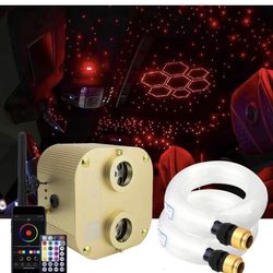 AZIMOM Bluetooth 20w Upgraded Fiber Optic Lights Twinkle Star Ceiling Lighting Kits 700pcs*0.03in*9.8ft Fiber Strands Dual Port RGBW Sound Remote Cont