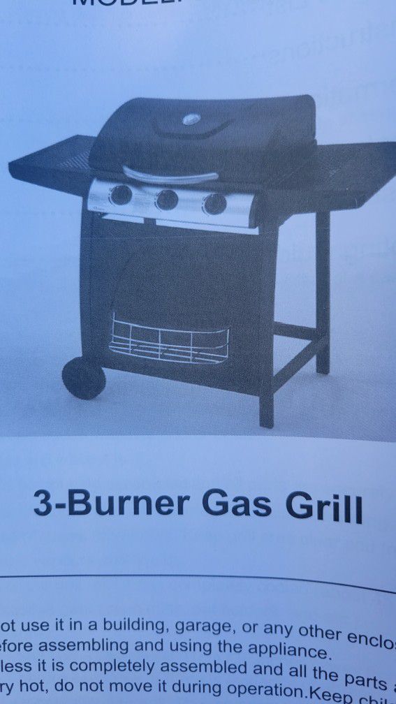 3 Burner Gas Bbq Grill NIOB