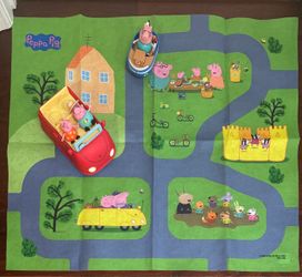Peppa Pig Toy Figures Mat and Vehicles Lot just $10