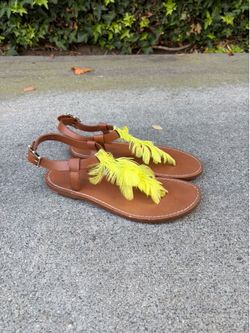 Valentino Garavani feather-embellished leather sandal size 36