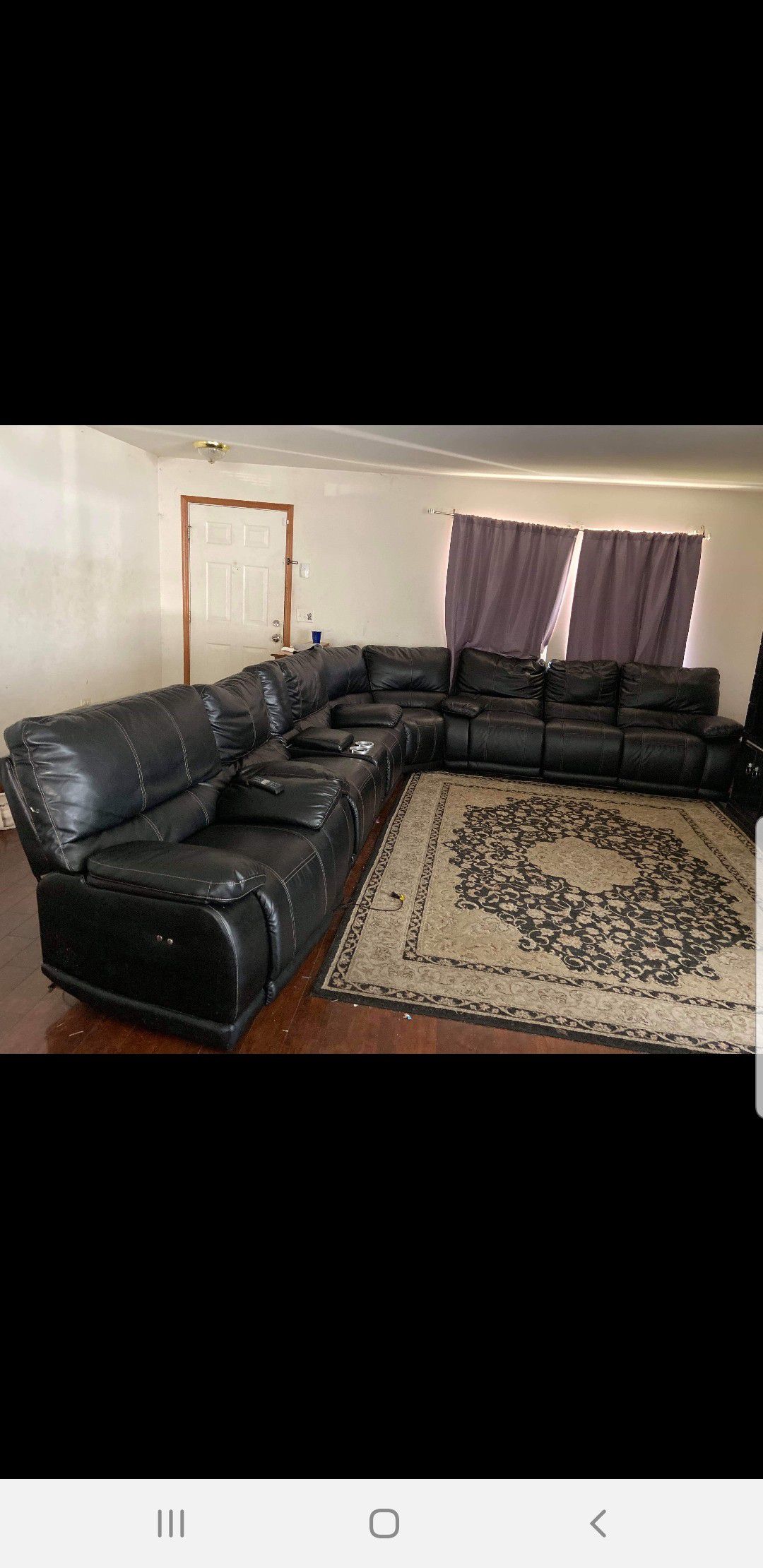 4 sectional couch black leather