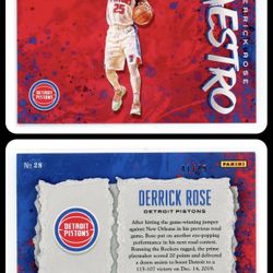2020 Panini Crown Royale Derrick Rose #28 Maestro Citrine /49 Detroit Pistons
