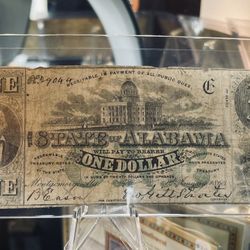 1863 Civil War Alabama Confederate South Bank Note 