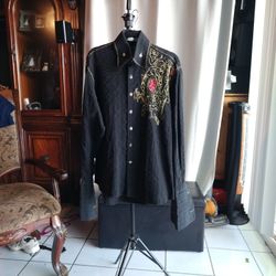 AngelinoDouble Collars Shirt Size  L Fits