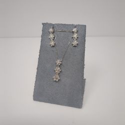 Pendant And Earrings In 14k White Gold With Diamonds