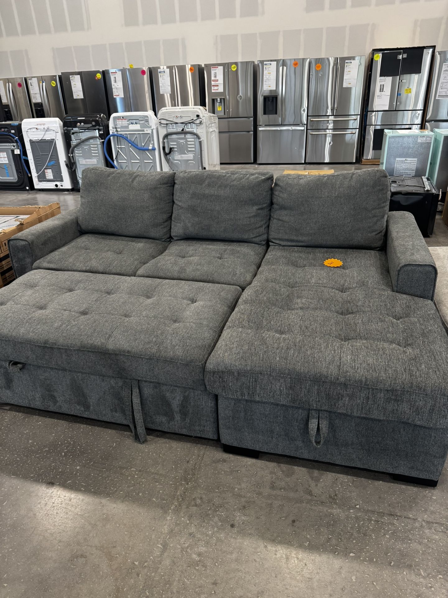 Gray 3-Seater Couch with Pull-Out Bed – Great Condition