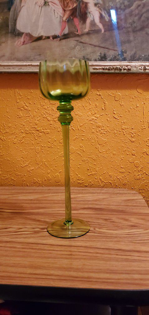 Rare Toll Green Crystal Cup 10 & 1/2 "