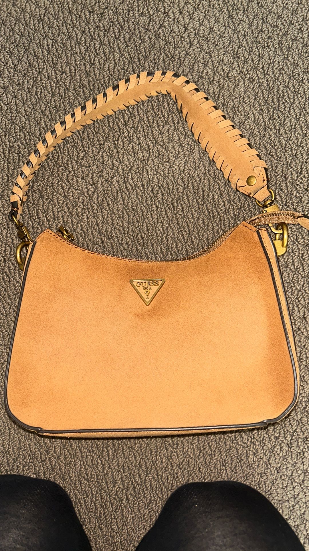 Guess Kaoma Suede Zip Shoulder Bag