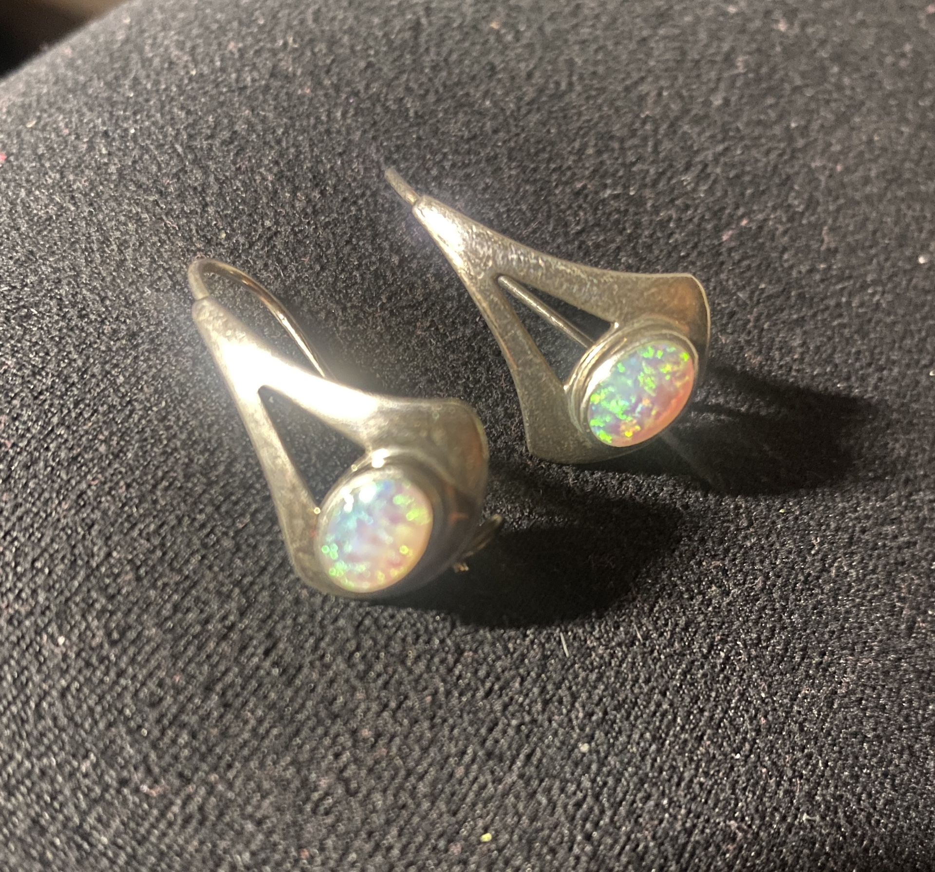Sterling Silver Earrings With Australian Lab Opals