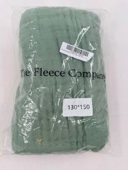 The Fleece Company Muslin Cotton Throw Blanket Sage Green 51x59 NEW
