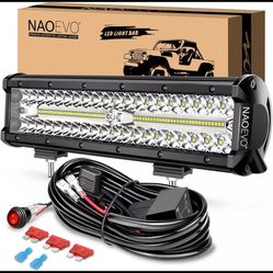 NAOEVO 12 inch LED Light Bar, 300W 30000LM Offroad/Driving/Fog White 