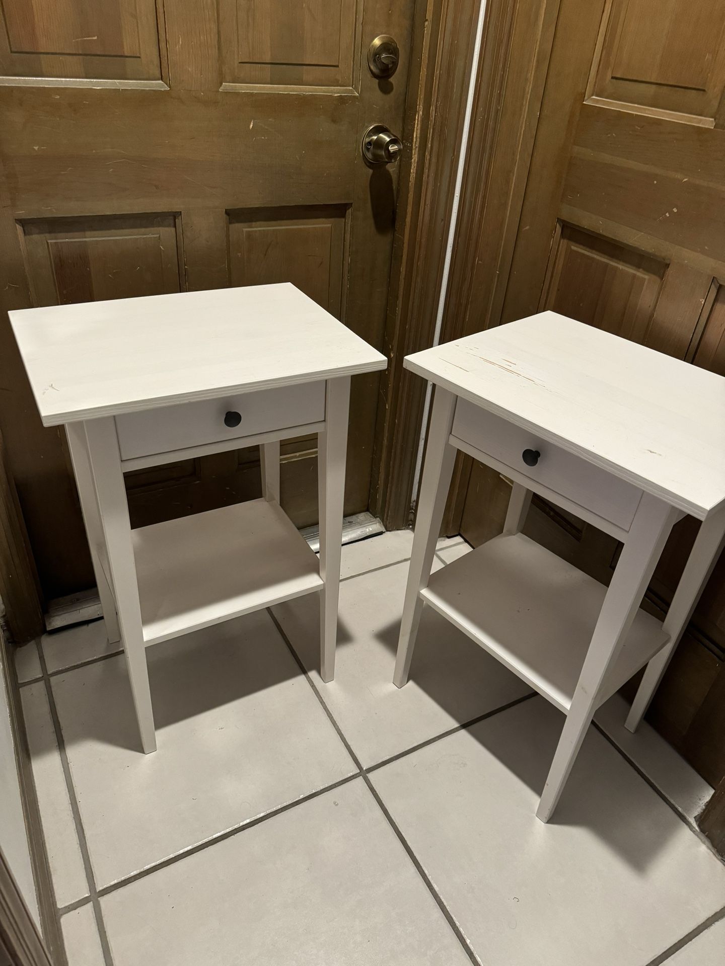 Set - 2 Ikea Hemnes Nightstand White Stain