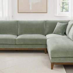 Brand New Olive Green Mid-Century Modern Style Sectional Sofa