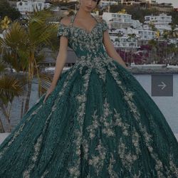 Morilee Emerald And Gold Quinceanera Dress